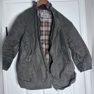 VTG Original Teddy Smith Olive Oilskin Waxed Jacket - Small